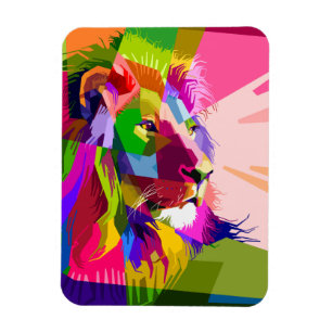 Magnet Flexible Conception Pop Art Prismatique Colorée Lion-62501