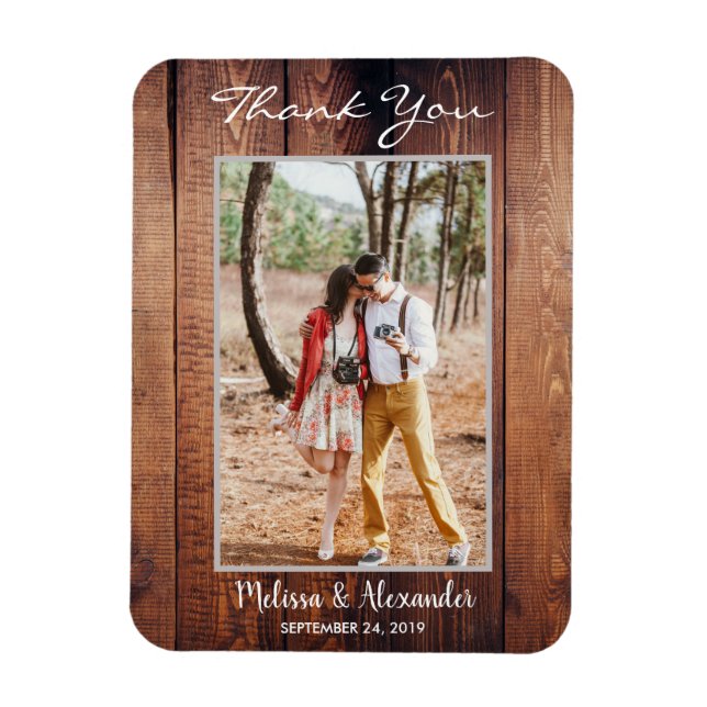 Magnet Flexible Concevez votre propre Mariage de Merci photo rusti (Vertical)