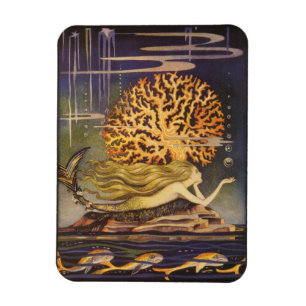 Magnet Flexible Conte de fées vintage, petite sirène dans le corai