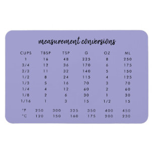 Magnet Flexible Conversions de mesure   Tableau de cuisine pourpre
