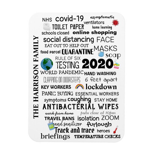Magnet Flexible Convid-19 Mondial Pandemic Commemorative Personnal (Vertical)