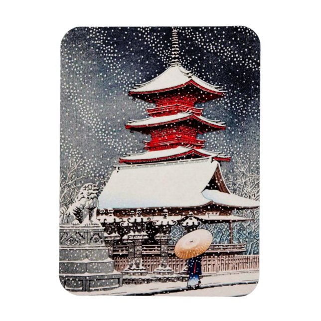 Magnet Flexible Cool oriental japonais Kawase paysage d'hiver art (Vertical)