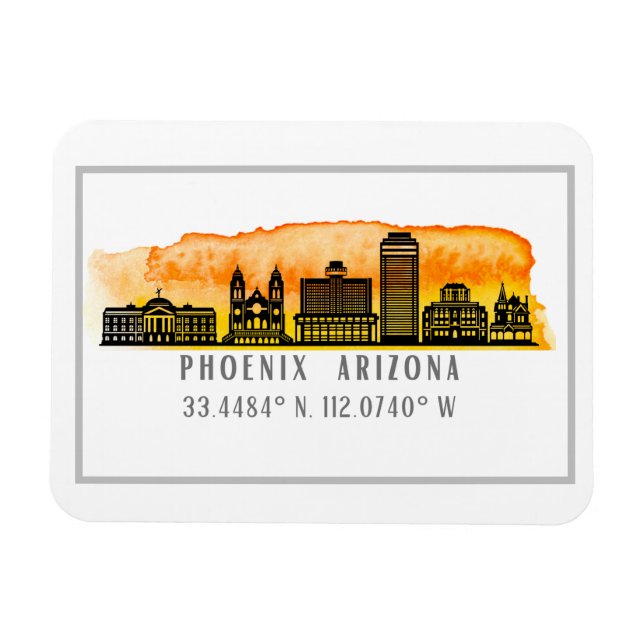 Magnet Flexible Coordonnées de la carte du coucher de soleil Phoen (Horizontal)