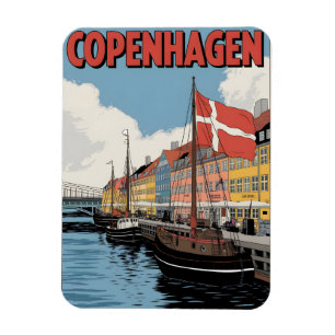 Magnet Flexible Copenhague vintage Danemark maisons colorées cadea