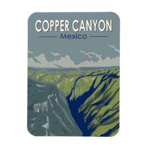 Magnet Flexible Copper Canyon Mexique Travel Art Vintage