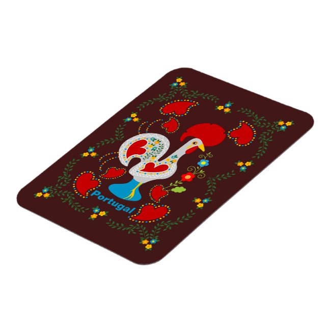 Magnet Flexible Coq traditionnel de Barcelos en blanc (Côté Gauche)