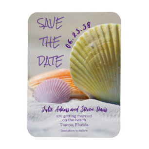 Magnet Flexible Coquillages colorés Mariage Enregistrer la date Ma