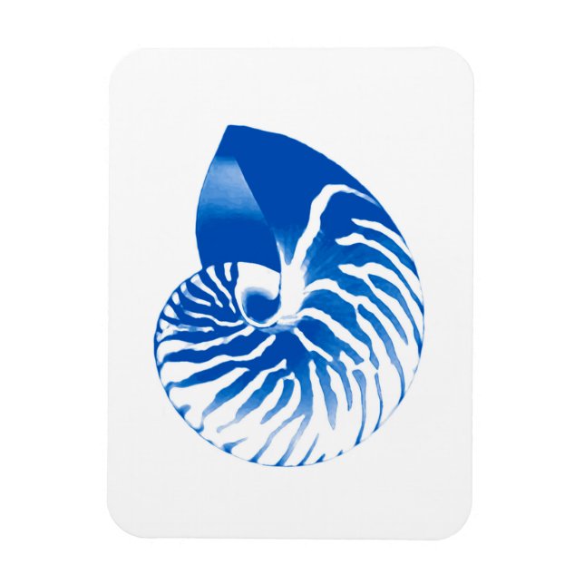 Magnet Flexible Coquille de Nautilus - bleu cobalt et blanc (Vertical)