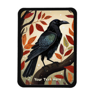 Magnet Flexible Corbeau coloré perché dans un arbre