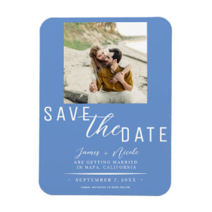 Magnet Flexible Cornflower Blue Enregistrer la date Mariage photo