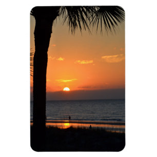 Magnet Flexible Coucher de soleil avec Palm Tree Silhouette Beach