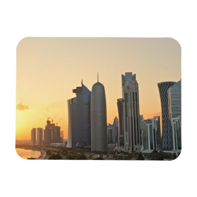 Magnet Flexible Coucher de soleil sur Doha, Qatar aimant rectangul (Horizontal)