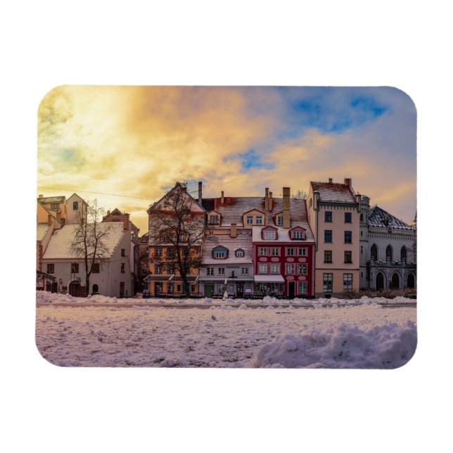 Magnet Flexible Coucher de soleil sur la rue à Riga (Horizontal)