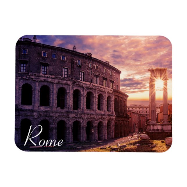 Magnet Flexible Coucher de soleil sur le Colisée de Rome à Rome (Horizontal)