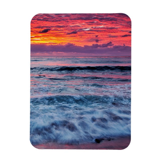 Magnet Flexible Coucher de soleil sur les vagues de l'océan, Calif (Vertical)