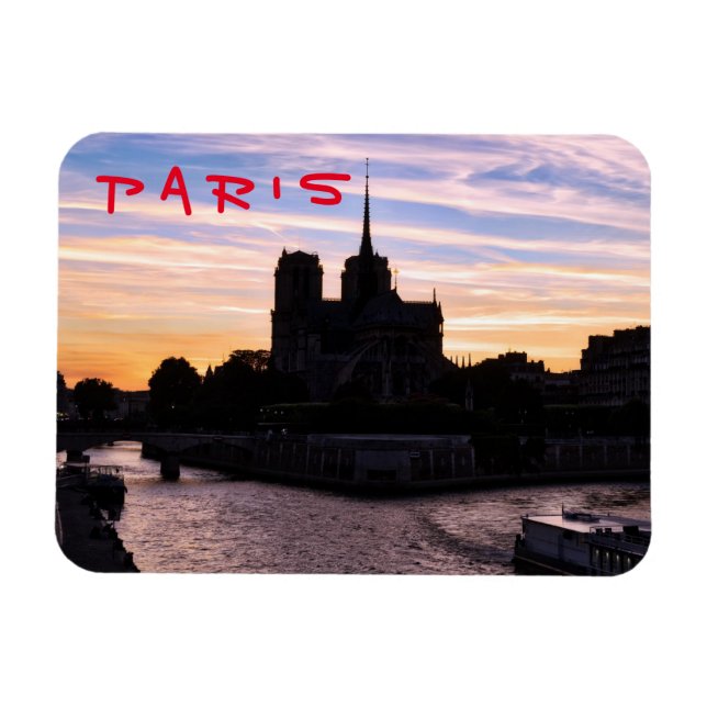 Magnet Flexible Coucher de soleil sur Notre-Dame de Paris (Horizontal)