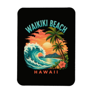 Magnet Flexible Coucher de soleil tropical à Waikiki Beach Hawaï