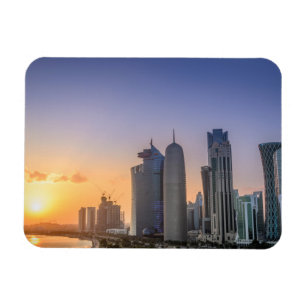 Magnet Flexible Coucher du soleil au-dessus de la ville de Doha,