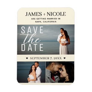 Magnet Flexible Couleur crème moderne Enregistrer la date Mariage