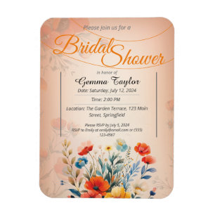 Magnet Flexible Couleurs orange et pastel avec des fleurs peintes 