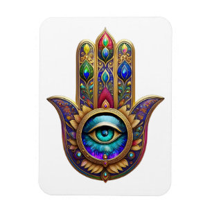 Magnet Flexible Couleurs Paon Doré Hamsa Saphir Vert Troisième Œil