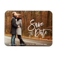 Couple Photo Enregistrer La Date Moderne Brush Scr