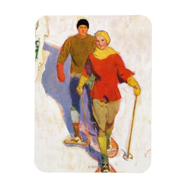 Magnet Flexible Couple Wearing Snowshoes par McClelland Barclay (Vertical)