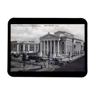 Magnet Flexible Court House, Library, New Haven CT 1912 Vintage Po