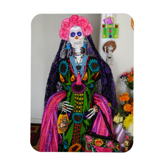 Magnet Flexible Crâne à sucre de la Catrina mexicaine pour le jour (Vertical)