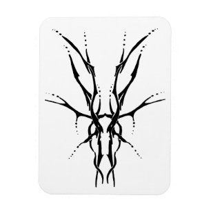Magnet Flexible Crâne de Cerf Tribal Noir Dessin de Chasse