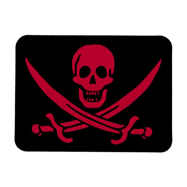 Magnet Flexible Crâne et épées de Crimson Drapeau pirate de Calico (Horizontal)