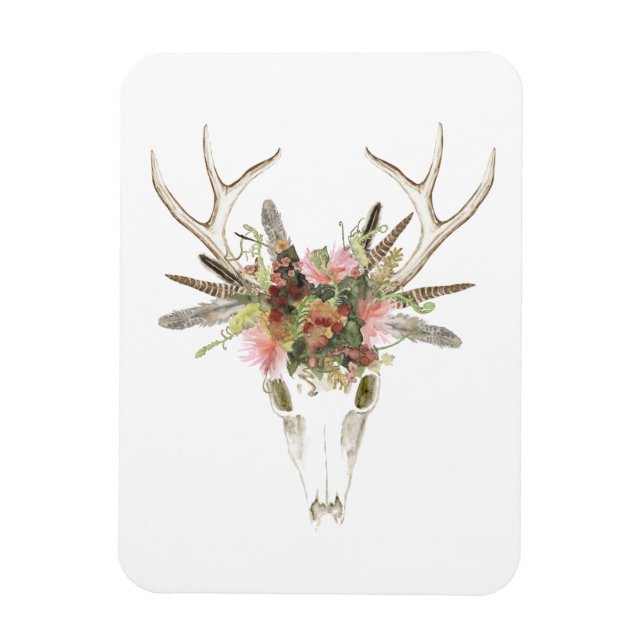 Magnet Flexible Crâne et fleurs de cerfs (Vertical)