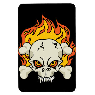 Magnet Flexible Crâne flamboyant et os croisés