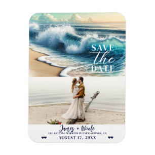 Magnet Flexible Crashing Ocean Waves Coastal Save the Date Photo