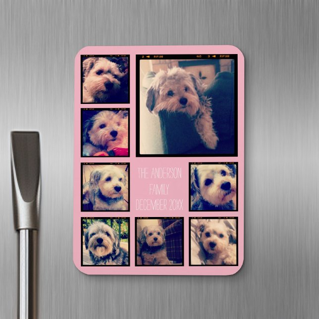 Magnet Flexible Créer un collage photo personnalisé avec 8 photos (Personalized fridge magnet - add photos and custom text)