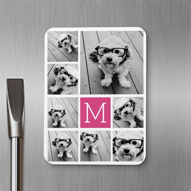 Magnet Flexible Créer un collage photo personnalisé avec 8 photos (Personalized fridge magnet - add photos and custom text)
