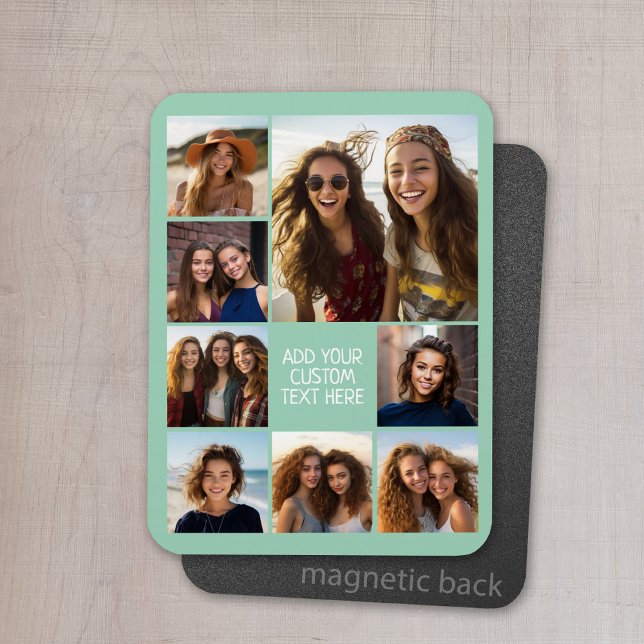 Magnet Flexible Créer un collage photo personnalisé avec 8 photos (Personalized refrigerator magnet with photo collage and custom text - add 8 photos to this design)