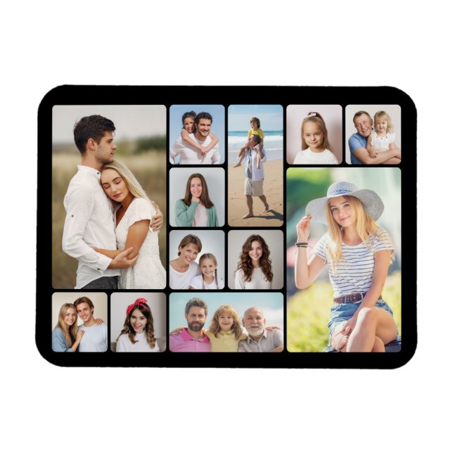 Magnet Flexible Créez vos propres angles ronds 12 Photo Collage (Horizontal)