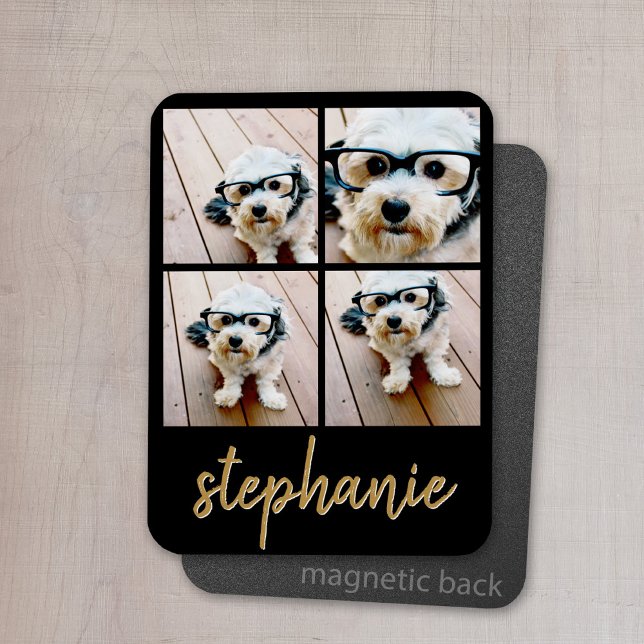 Magnet Flexible Créez votre propre collection de photos 4 - Nom du (Personalized magnet with photo collage and text)