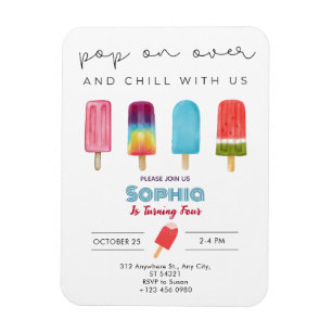 Magnet Flexible Crème glacée colorée Invitation fête d'anniversair
