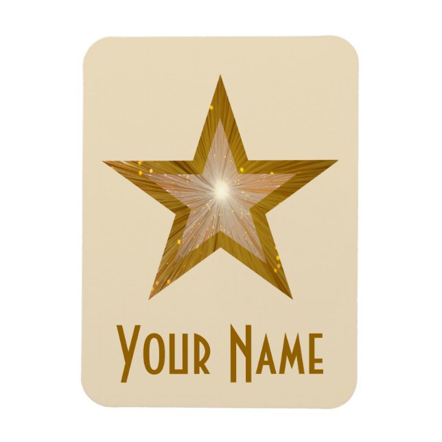 Magnet Flexible Crème magnétique flexible "Gold" Star "Name" (Vertical)