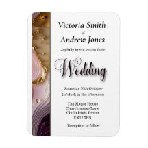 Crème, or et Faire-part de mariage rose