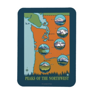 Magnet Flexible Crêtes du nord-ouest - 5 montagnes différentes