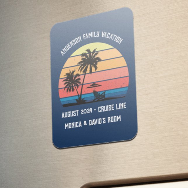 Magnet Flexible Croisière Retro Palm Tree Sunset Vacances en famil (Créateur téléchargé)