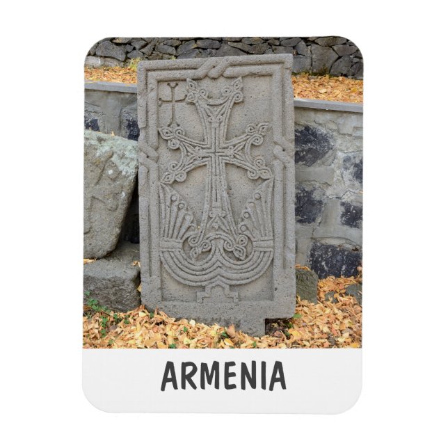 Magnet Flexible Croix de pierre antique (khachkars) en Arménie (Vertical)