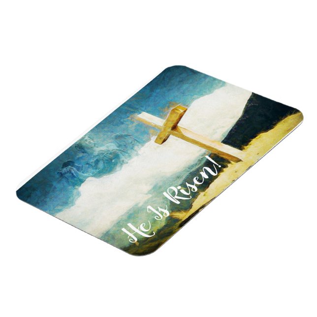 Magnet Flexible Croix Peinture Art Il Est Ressuscité Pâques (Côté Gauche)