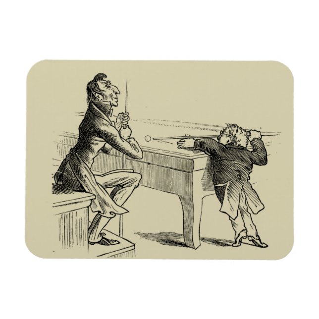 Magnet Flexible Croquis au crayon de deux hommes jouant au billard (Horizontal)