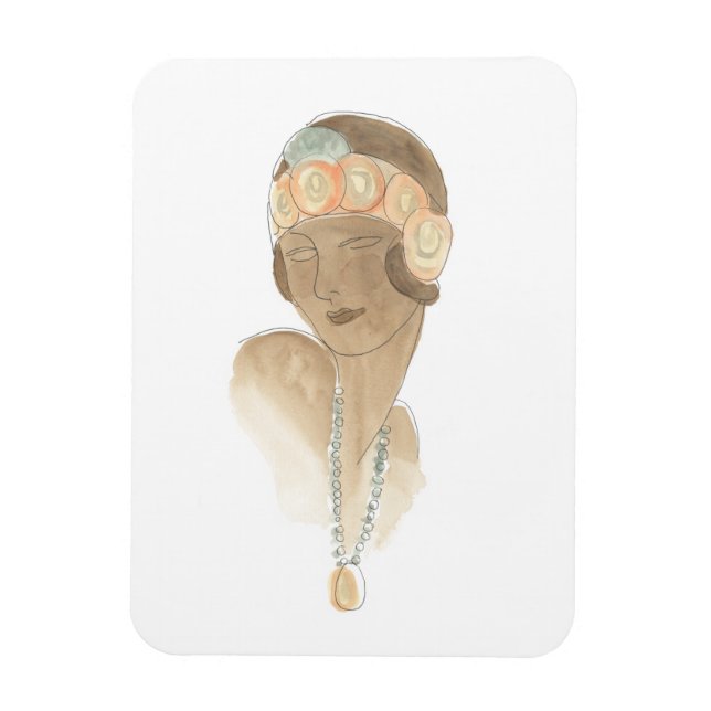 Magnet Flexible Croquis de mode Flapper - Femme avec pièce à cheve (Vertical)