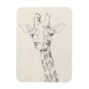 Magnet Flexible Croquis du portrait   de girafe