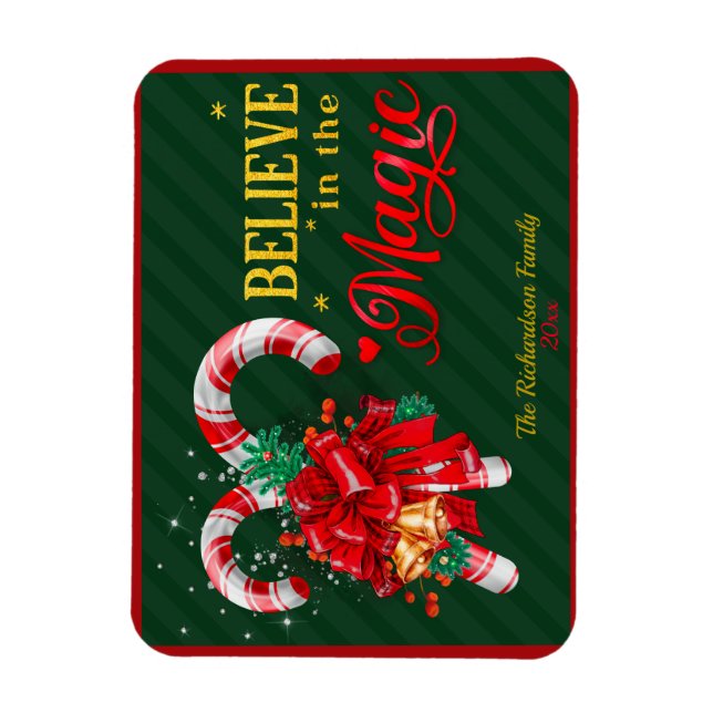 Magnet Flexible Croyez en la magie des vacances sucre de canne ver (Vertical)